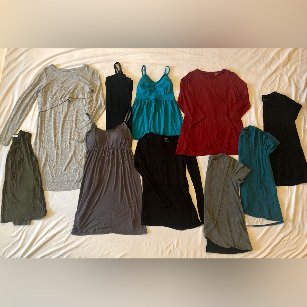 Nursing/Maternity Clothing Lot - Dresses, Tanks, Short & Long Sleeve Tops - Med.